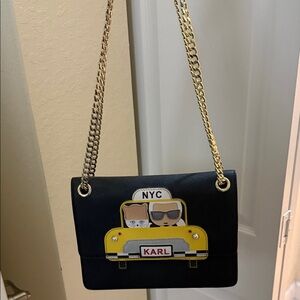 Karl Lagerfeld Black and Yellow Taxi Design Shoulder Bag
